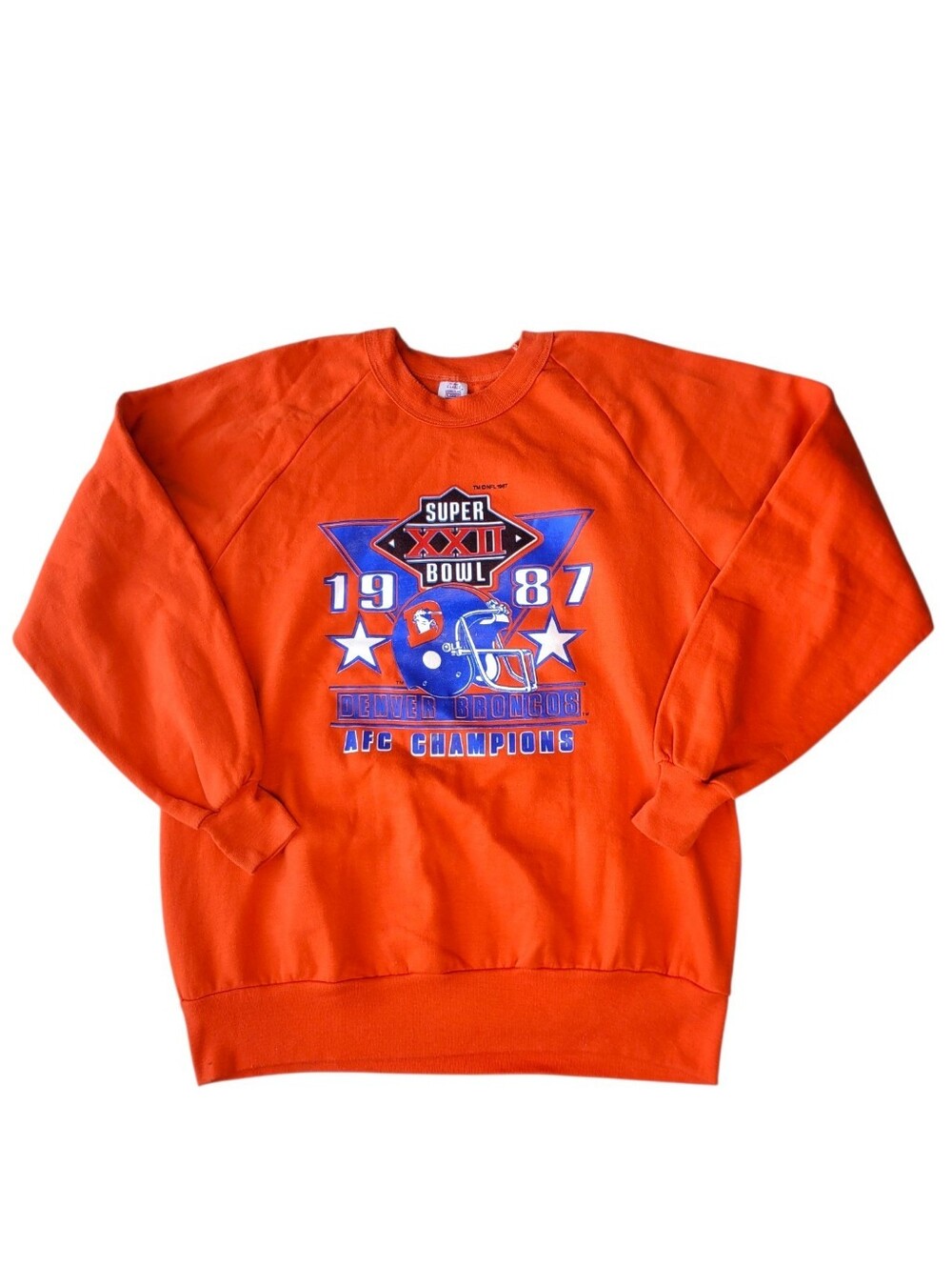Vintage 80s Denver Broncos Graphic Crewneck Sweatshirt Orange Adult XL